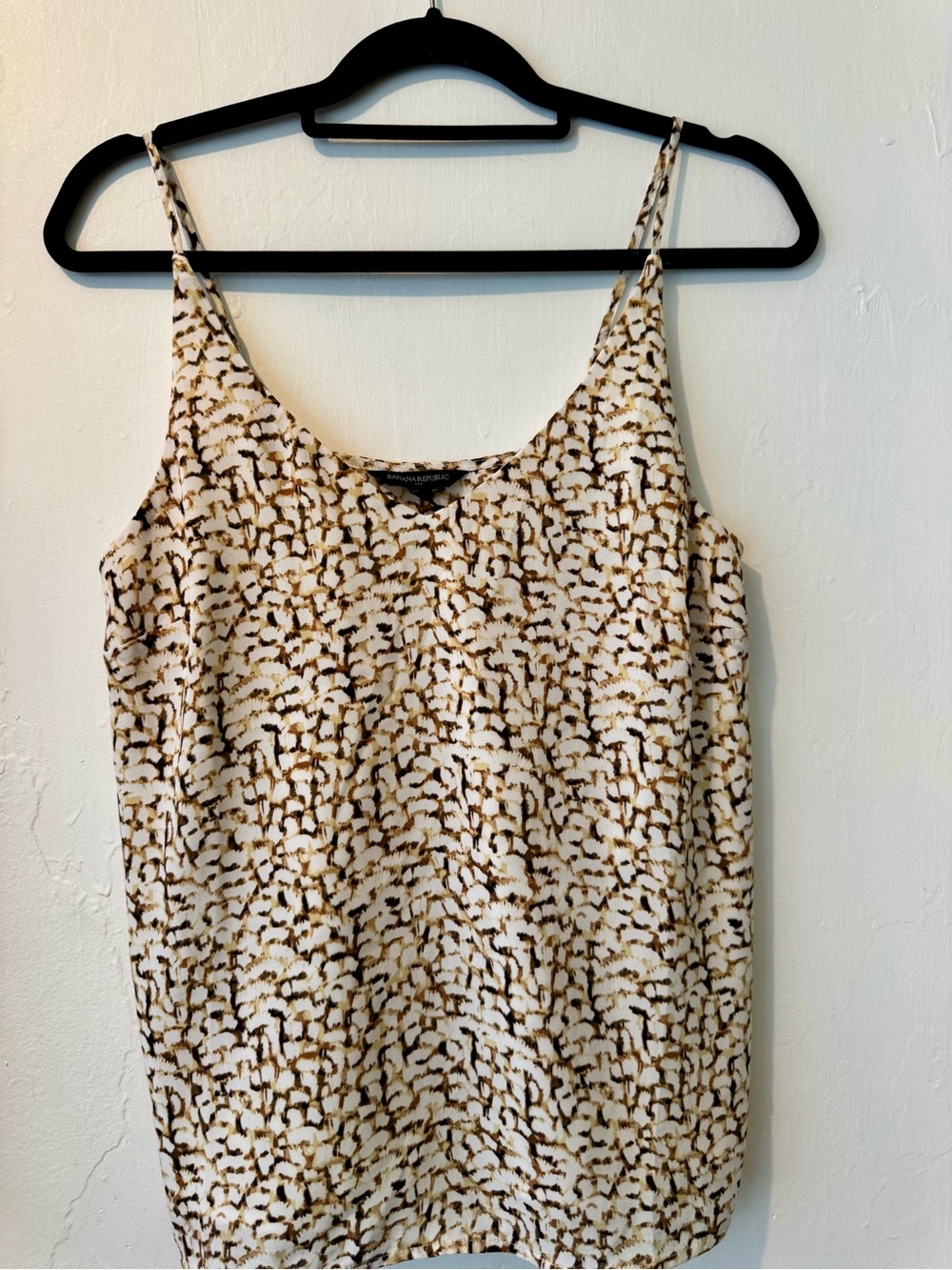 Banana Republic Cream & Brown Printed Spaghetti Strap Cami